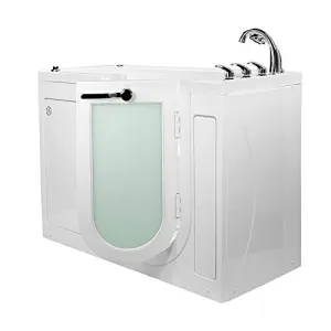 Ella's Bubbles OA2660A-R-HB Lounger Air Massage Walk-In Bathtub with Right Outward Swing Door, Ella 5pc. Fast-Fill Faucet, Dual 2" Drains, 27" x 60" x 43", White