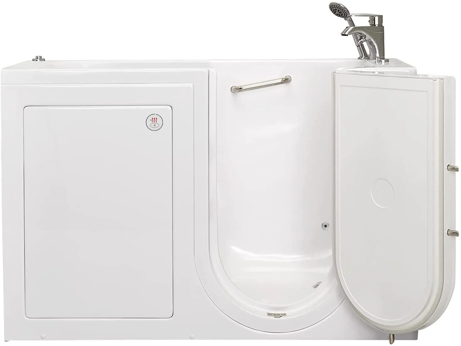Ella's Bubbles OA2660HH-R Lounger Hydro Massage Acrylic Walk-In Bathtub with Heated Seat, Right Outward Swing Door, Thermostatic Faucet, Dual 2" Drains, 27" x 60" x 43", White