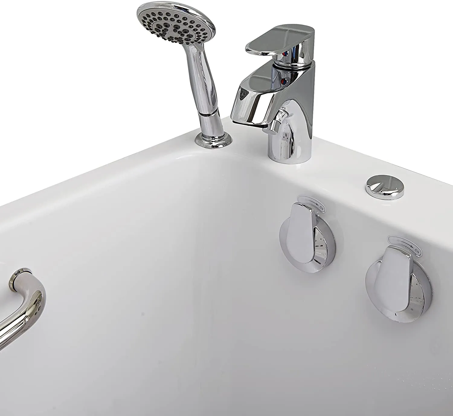 Ella's Bubbles OA2660HH-R Lounger Hydro Massage Acrylic Walk-In Bathtub with Heated Seat, Right Outward Swing Door, Thermostatic Faucet, Dual 2" Drains, 27" x 60" x 43", White