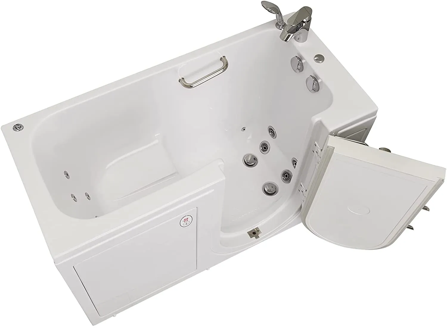 Ella's Bubbles OA2660HH-R Lounger Hydro Massage Acrylic Walk-In Bathtub with Heated Seat, Right Outward Swing Door, Thermostatic Faucet, Dual 2" Drains, 27" x 60" x 43", White