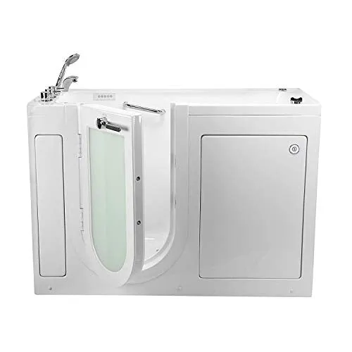 Ella's Bubbles OA2660M-L Lounger Microbubble Therapy Acrylic Walk-in Bathtub, Left Outward Swing Door, Thermostatic Faucet, Dual 2" Drains, 27" x 60" x 43", White