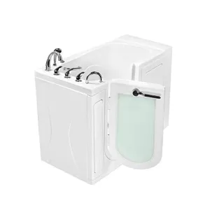 Ella's Bubbles OA3052M-HB-L Capri Microbubble Walk-In Bathtub with Left Outward Swing Door, Ella 5pc. Fast-Fill Faucet, Dual 2" Drains, White