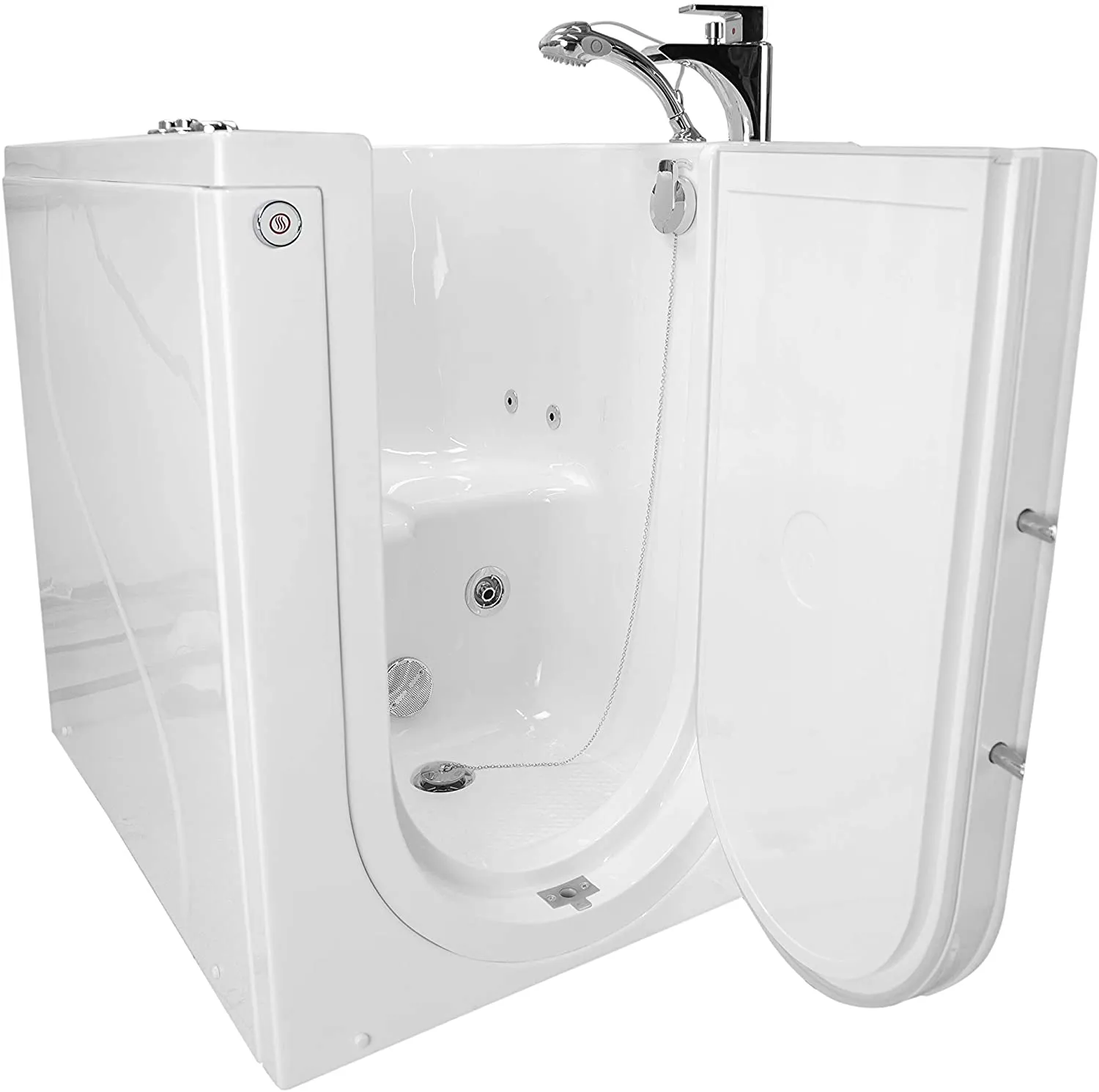 Ellas Bubbles OAF3240D2PR Front Entry Walk in tub, Massage Therapy, 2 Piece Fast Fill Faucet, White