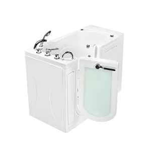 Ella's OA3052D-L-D Capri Air and Hydro Massage Acrylic Walk-in Bathtub, Outward Swing Door, Thermostatic Faucet, Digital Control, Dual 2" Drains, 30"x 52", White