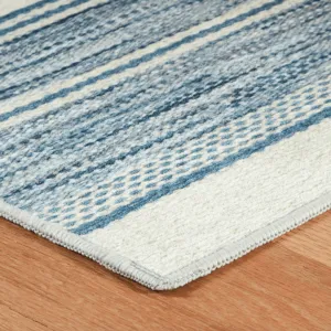 Ellington Stripe Blue Machine Washable Rug