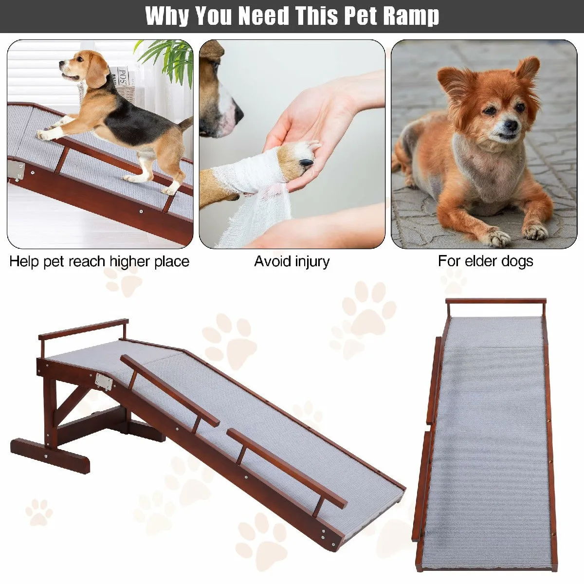 Extra Long Dog Ramp for Bed & Couch, Heavy Duty, Non-Slip