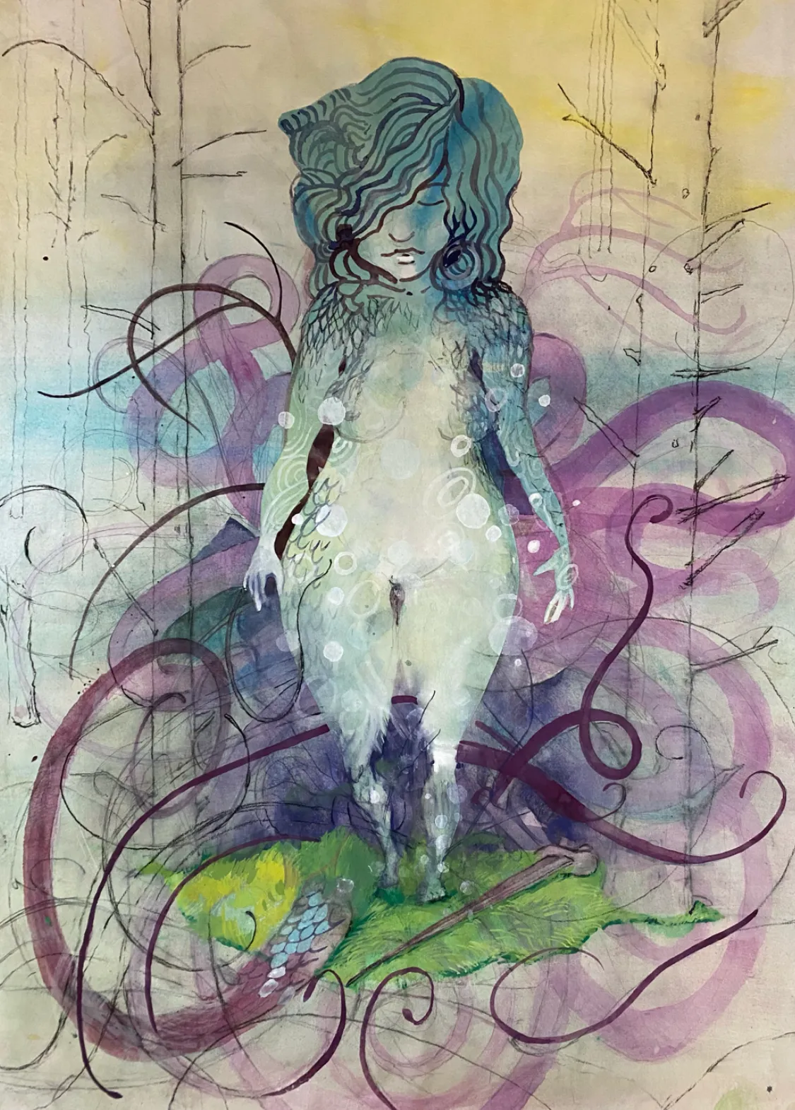 Finished  Large Original Watercolor by Nancy Tobin