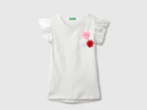 Floral Applique White Top