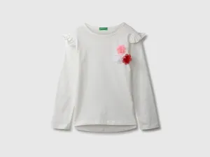 Floral Applique White Top