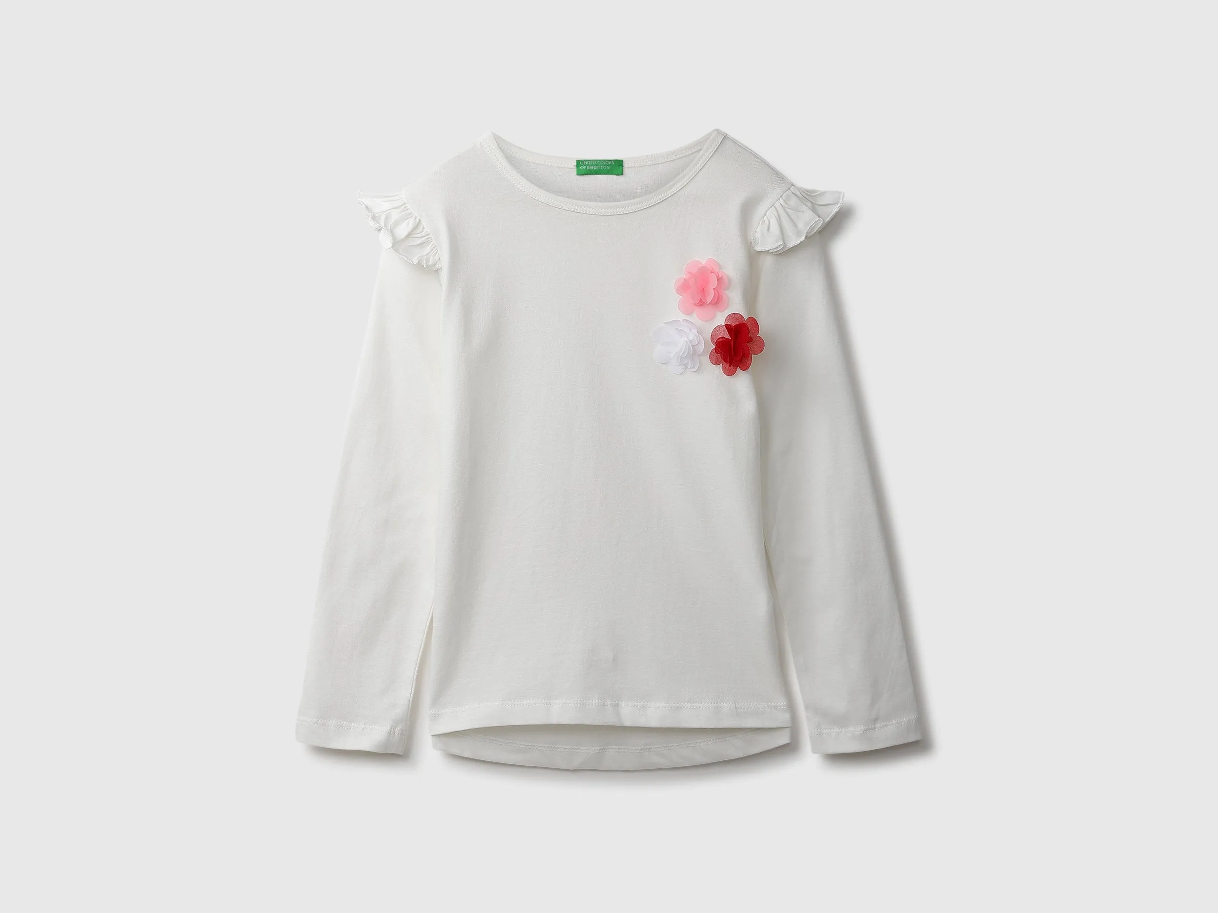 Floral Applique White Top