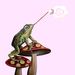Frog Catching Cloud Fine Art Metallic Canvas Print