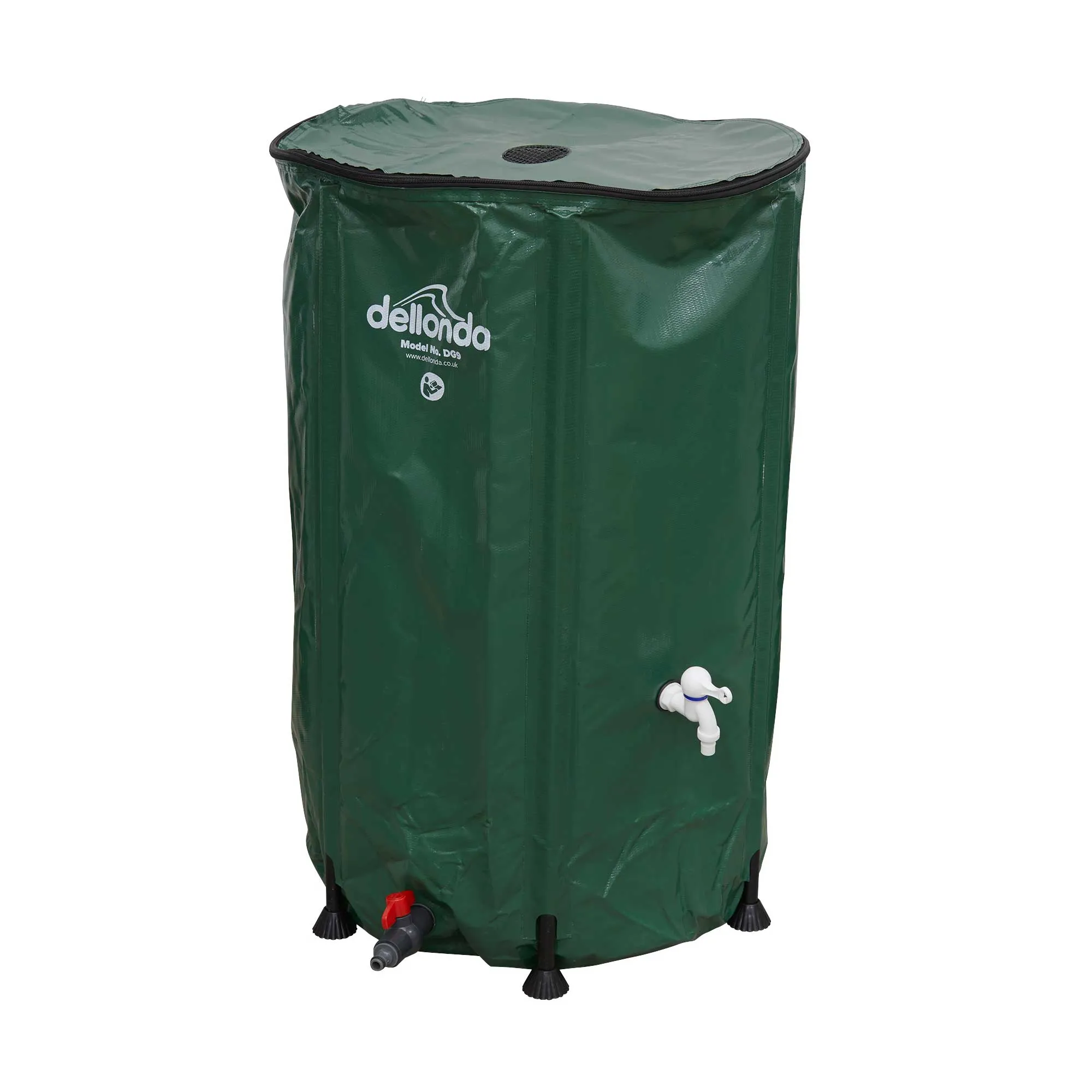 Garden Water Butt, Collapsible PVC with Zipped Lid & Drain Tap, 250L - DG9