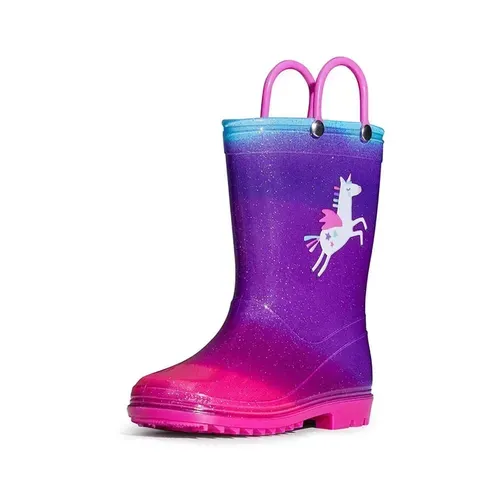 Girls Light Rain Boots Fly Uncorns Kids Shoes - KKOMFORME