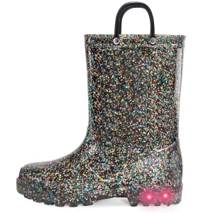 Glitter Easy-On Handle Kids Rain Boots