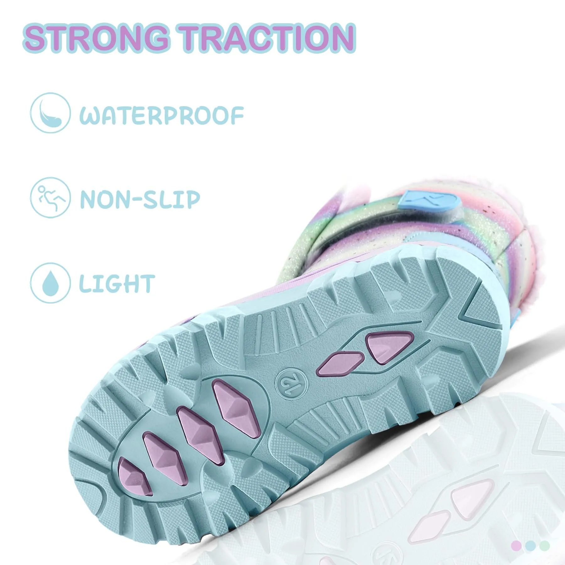 Gradient Glitter Flower Snow Boots