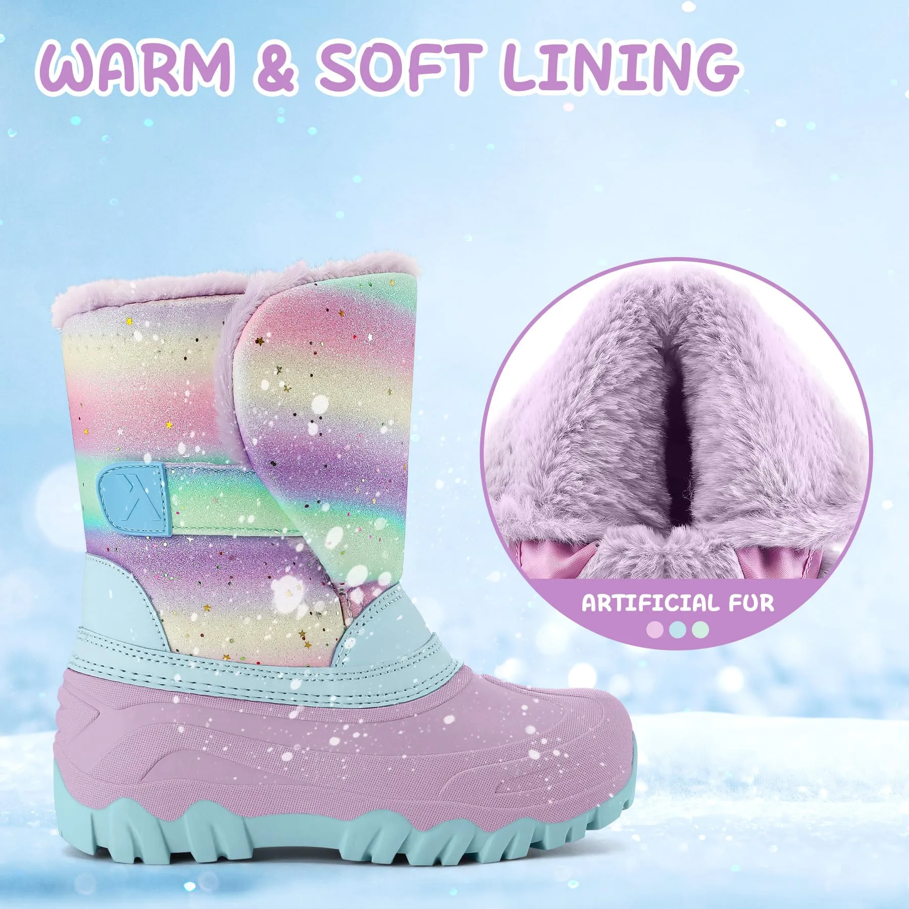 Gradient Glitter Flower Snow Boots