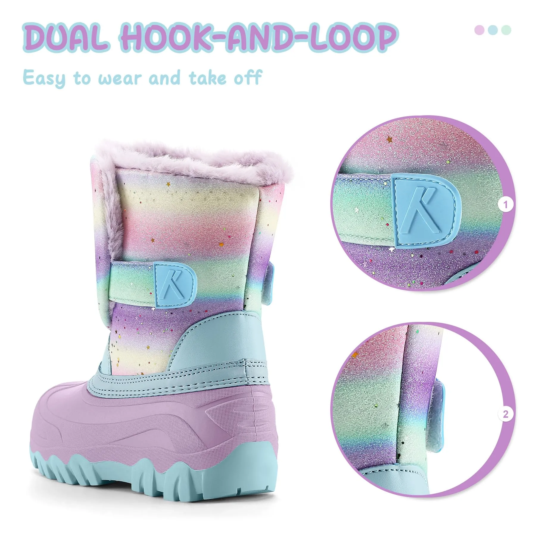 Gradient Glitter Flower Snow Boots