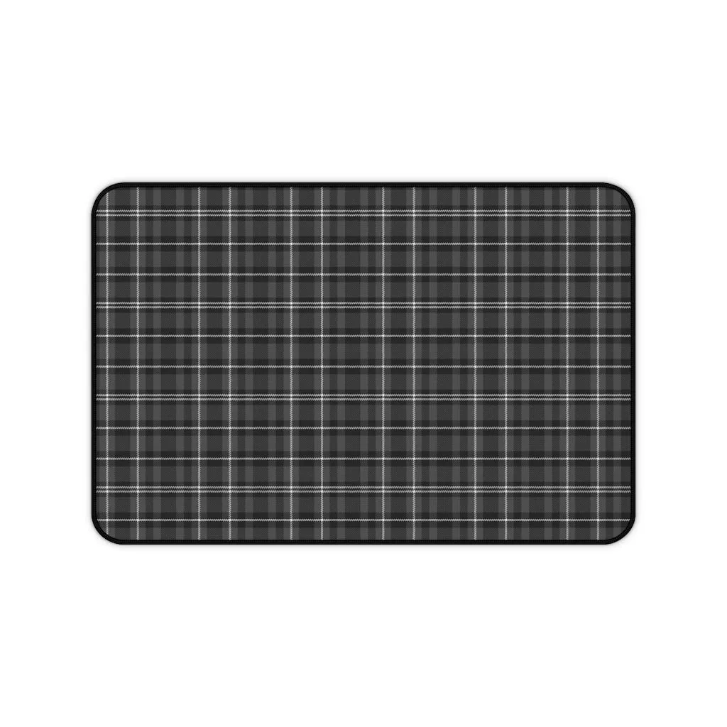 Gray and Black Plaid Desk Mat For Laptop or Keyboard and Mouse