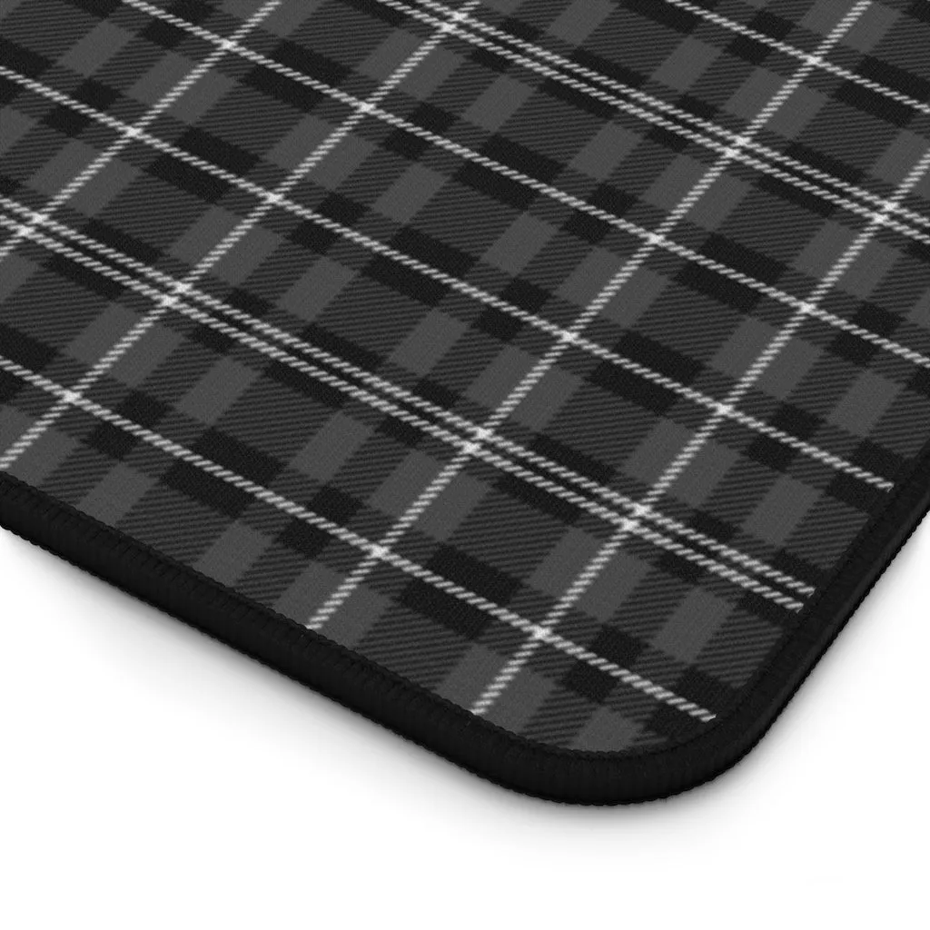 Gray and Black Plaid Desk Mat For Laptop or Keyboard and Mouse