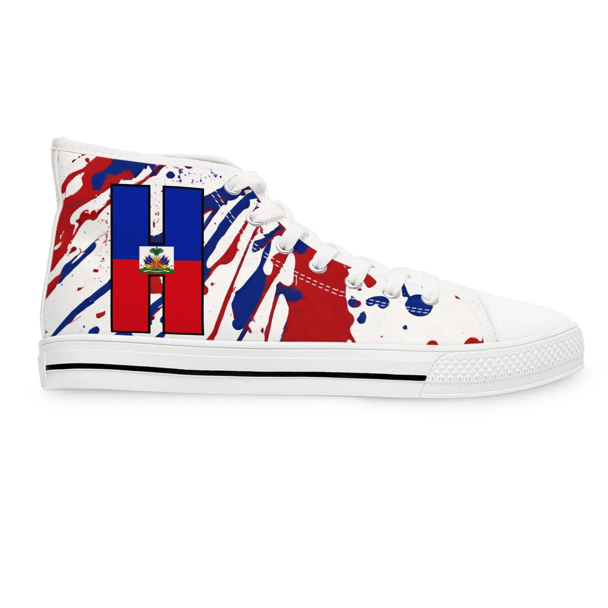 Haitian Flag High Top Sneakers - Unique Colorful Style for Women