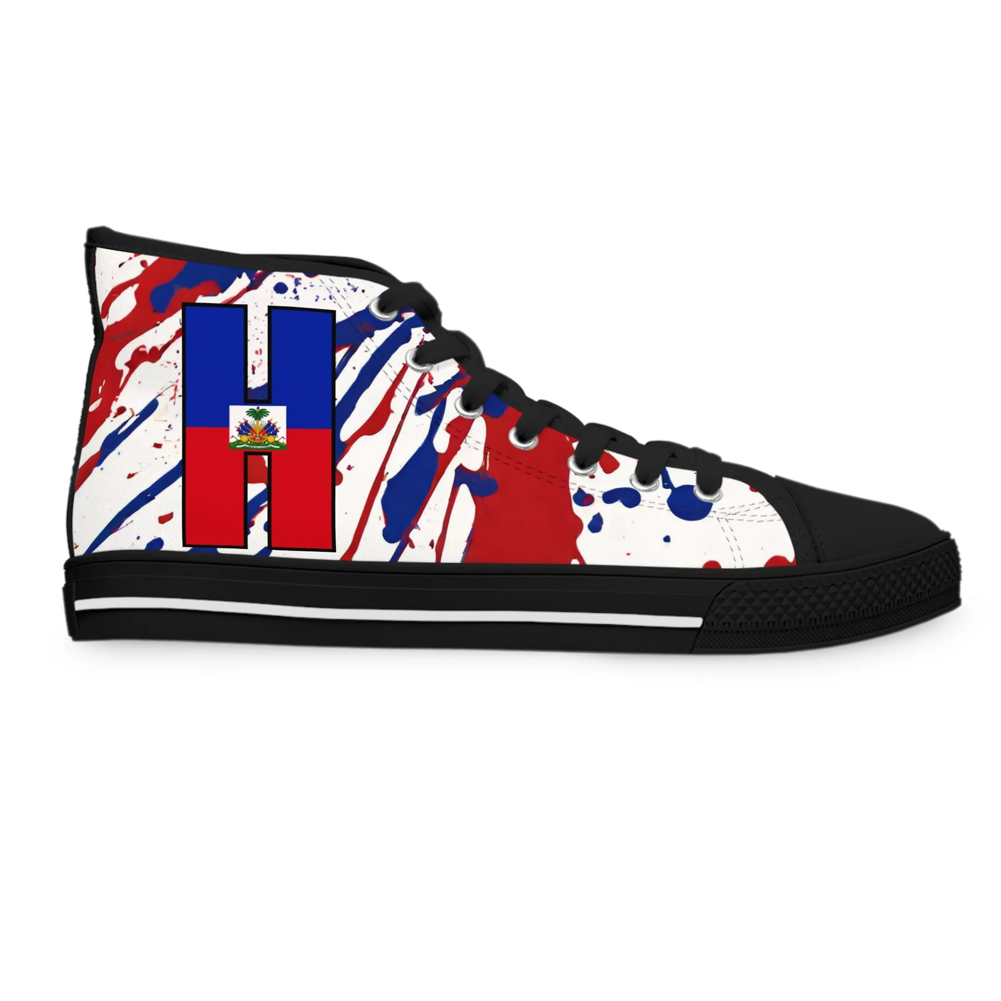 Haitian Flag High Top Sneakers - Unique Colorful Style for Women