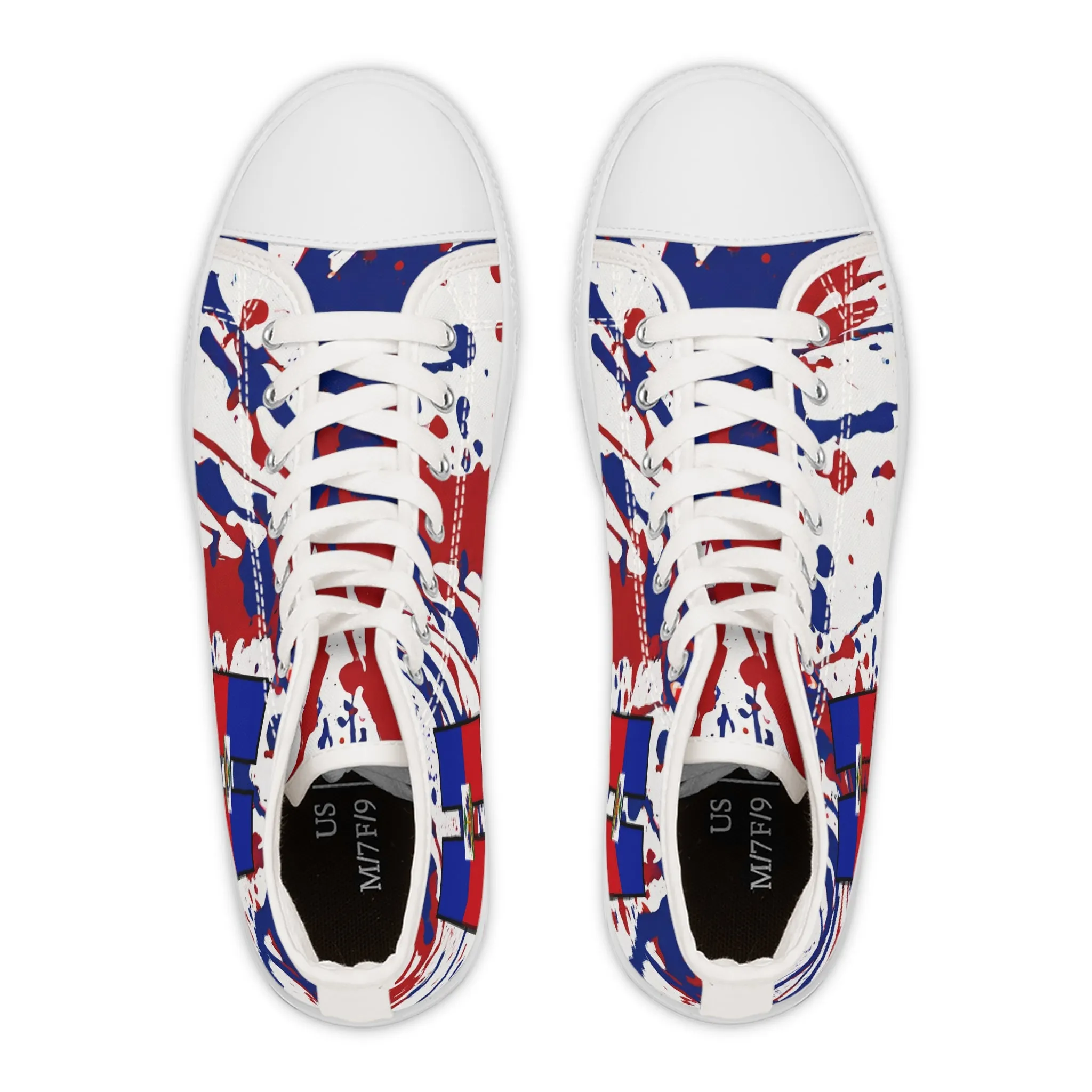 Haitian Flag High Top Sneakers - Unique Colorful Style for Women