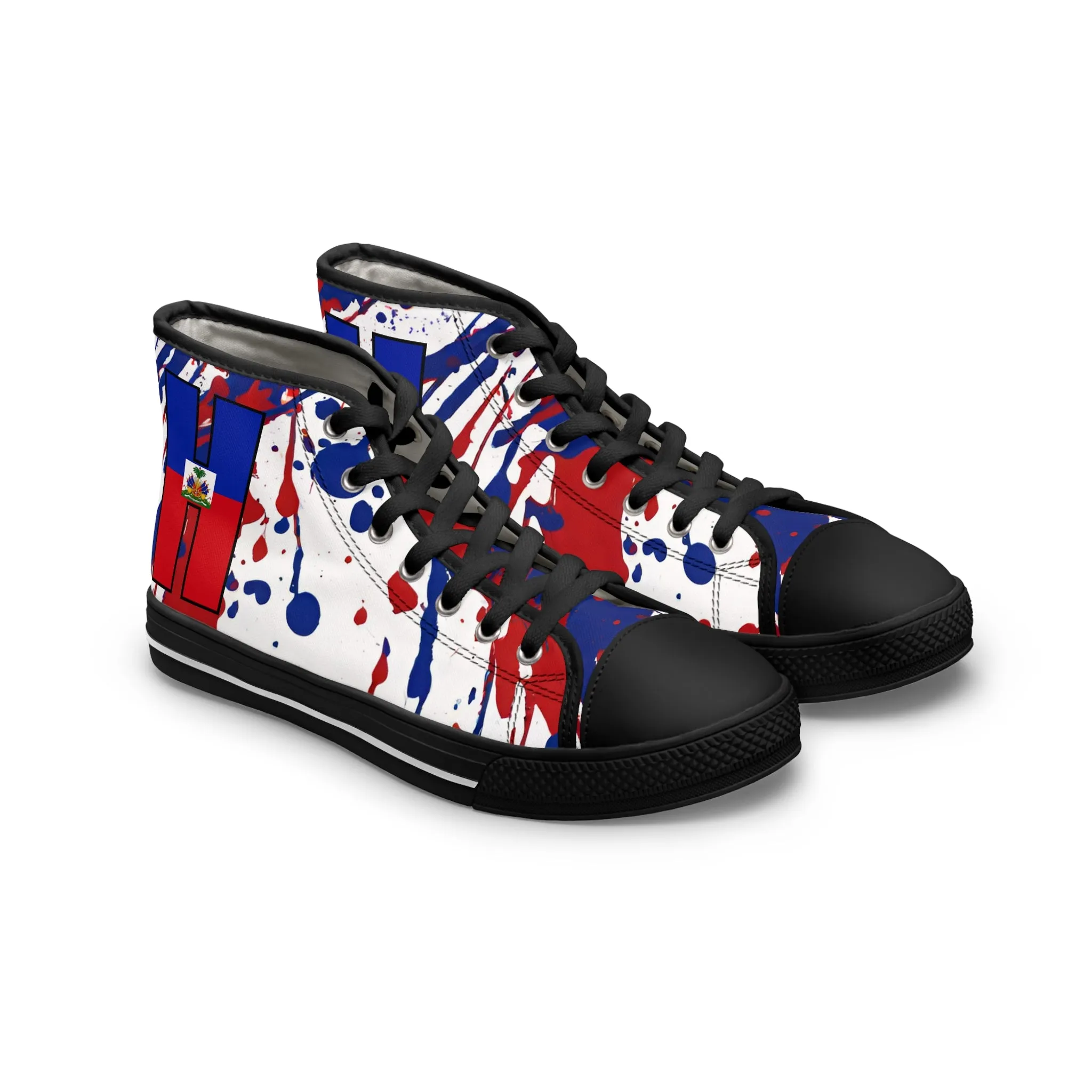 Haitian Flag High Top Sneakers - Unique Colorful Style for Women