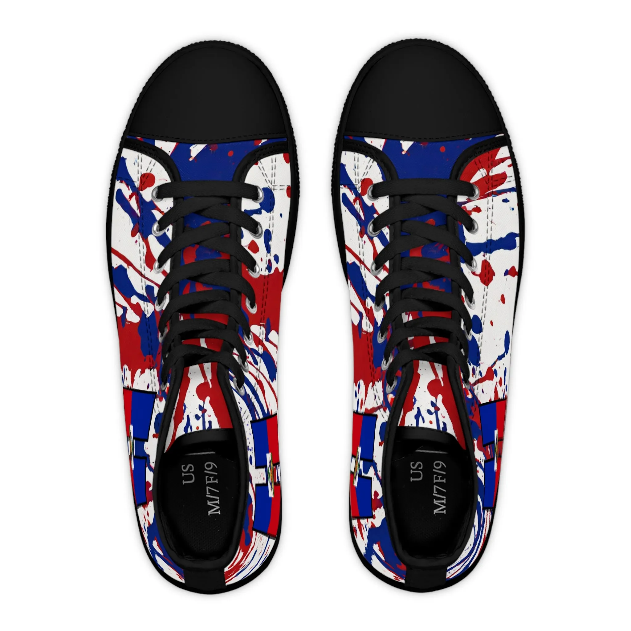 Haitian Flag High Top Sneakers - Unique Colorful Style for Women