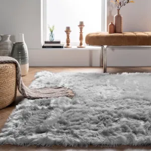 Haja Handmade Shag Faux Sheepskin Gray Area Rug Everly Quinn Rug Size: Rectangle 5' x 8'