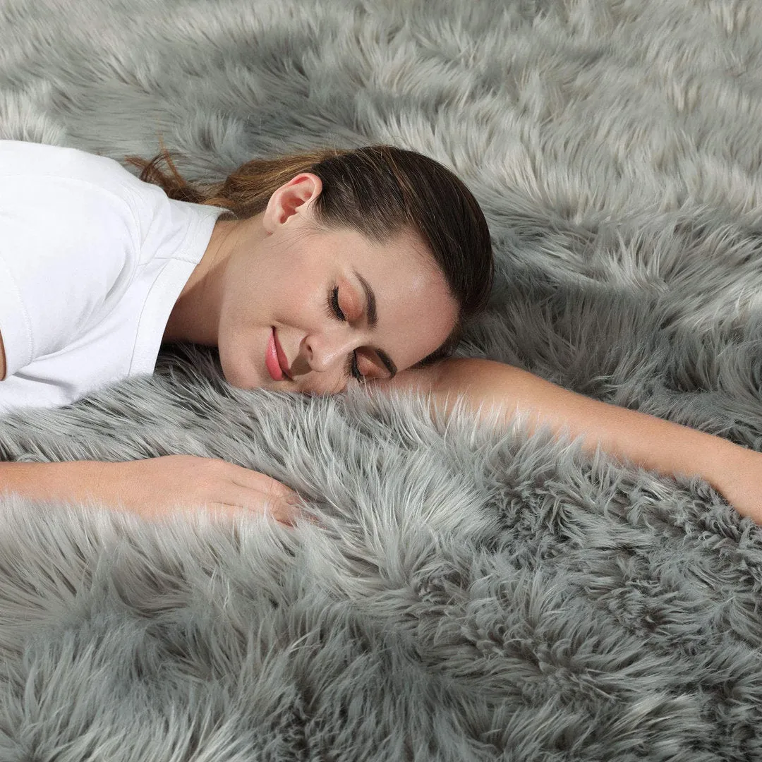 Haja Handmade Shag Faux Sheepskin Gray Area Rug Everly Quinn Rug Size: Rectangle 5' x 8'