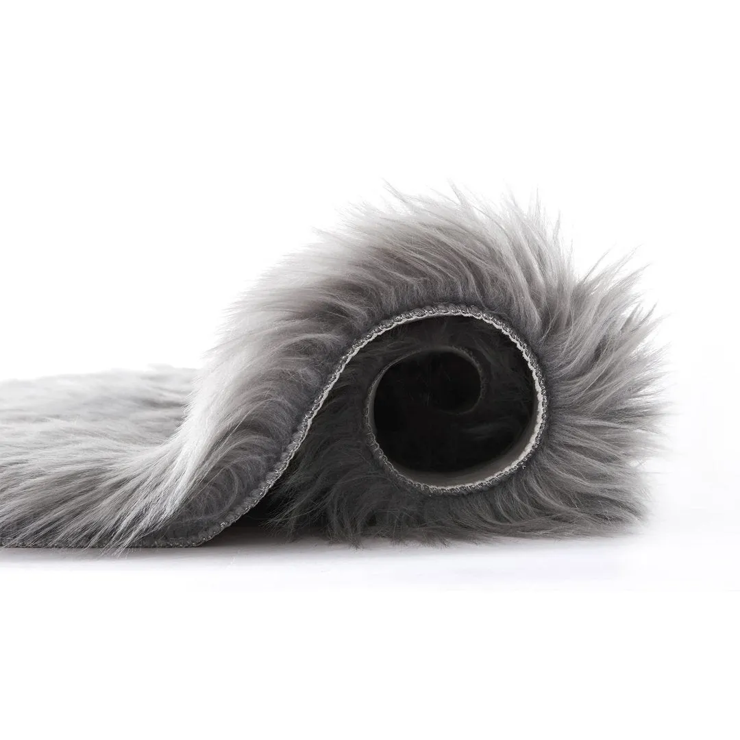 Haja Handmade Shag Faux Sheepskin Gray Area Rug Everly Quinn Rug Size: Rectangle 5' x 8'