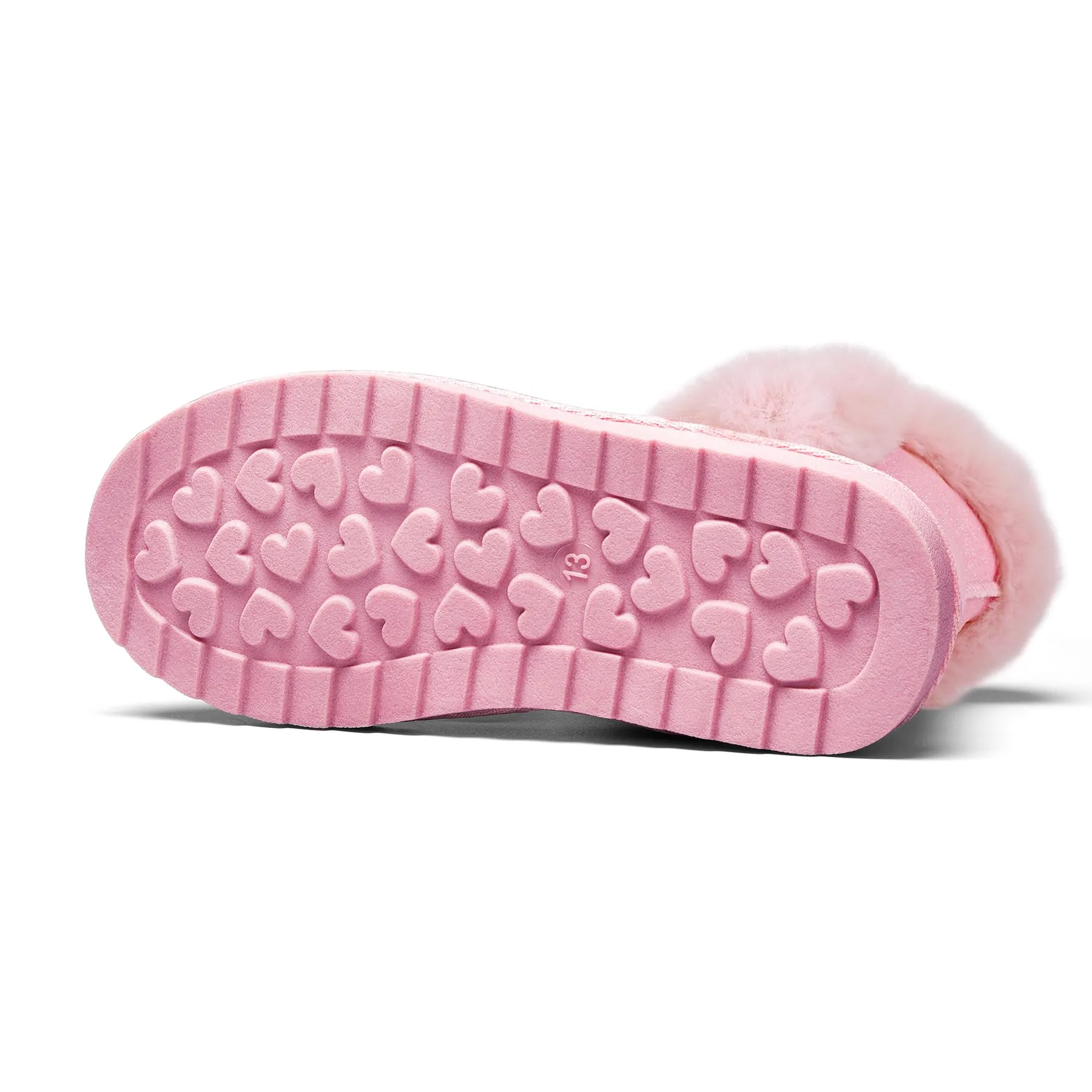 Hook and Loop Pink Glitter Snow Boots