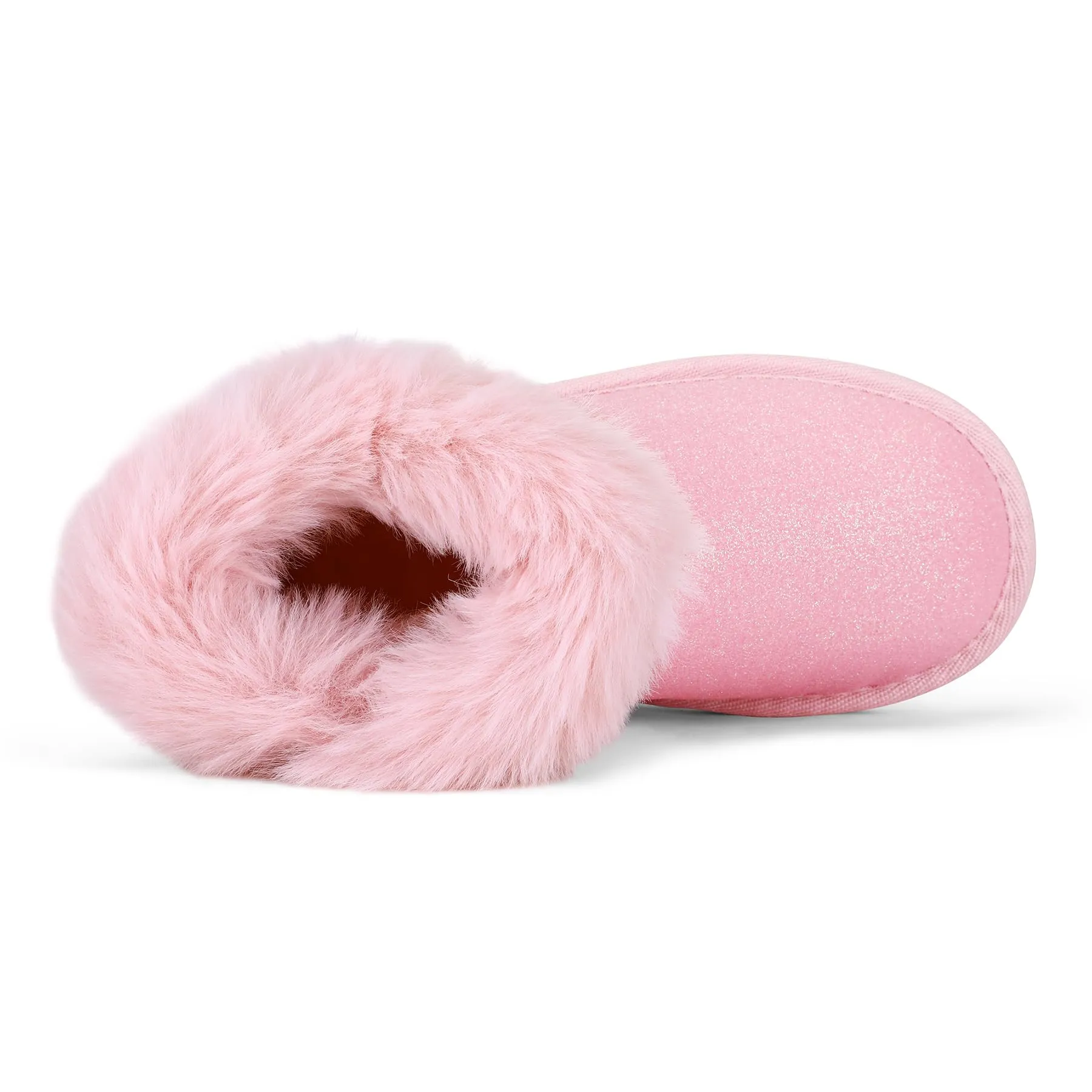 Hook and Loop Pink Glitter Snow Boots