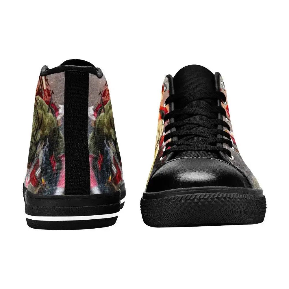 Hulk vs HulkBuster Iron Man Shoes High Top Sneakers for Kids and Adults