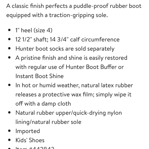 Hunter 4B Original Kids Rain Boots