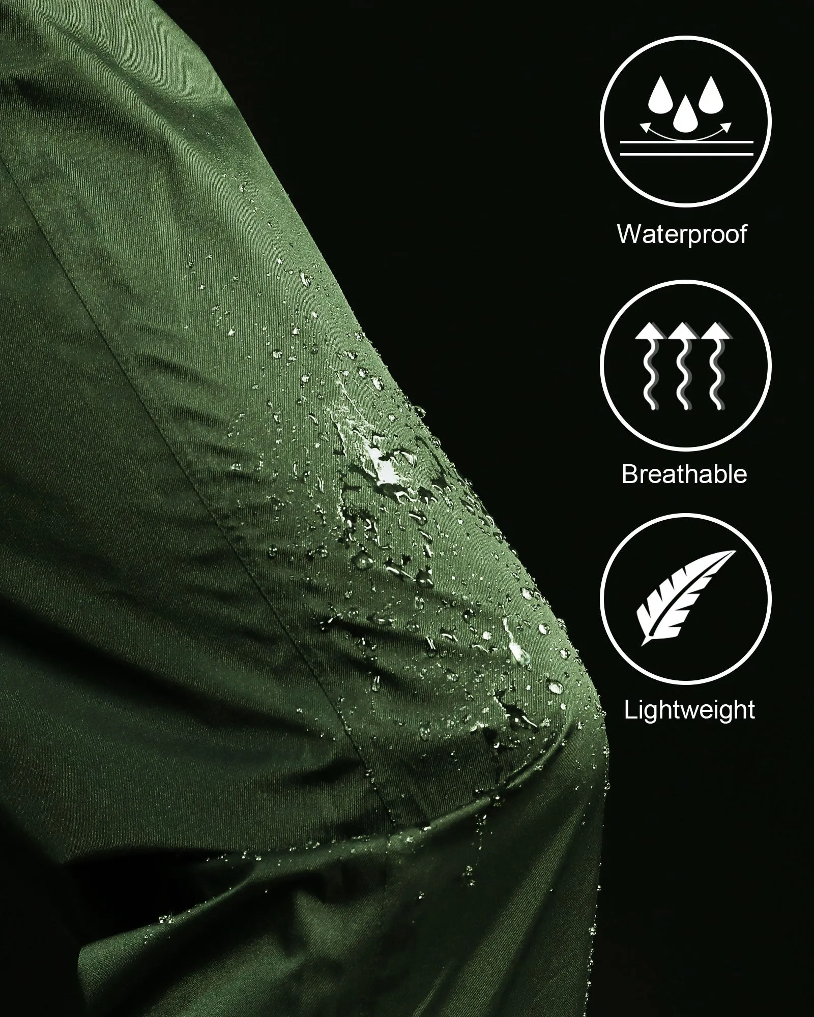 iCreek Women's Rain Pants Waterproof Hiking Pants Windproof Lightweight Over Pants Work Rain Outdoor for Golf, Fishing(Army Green With Pocket)