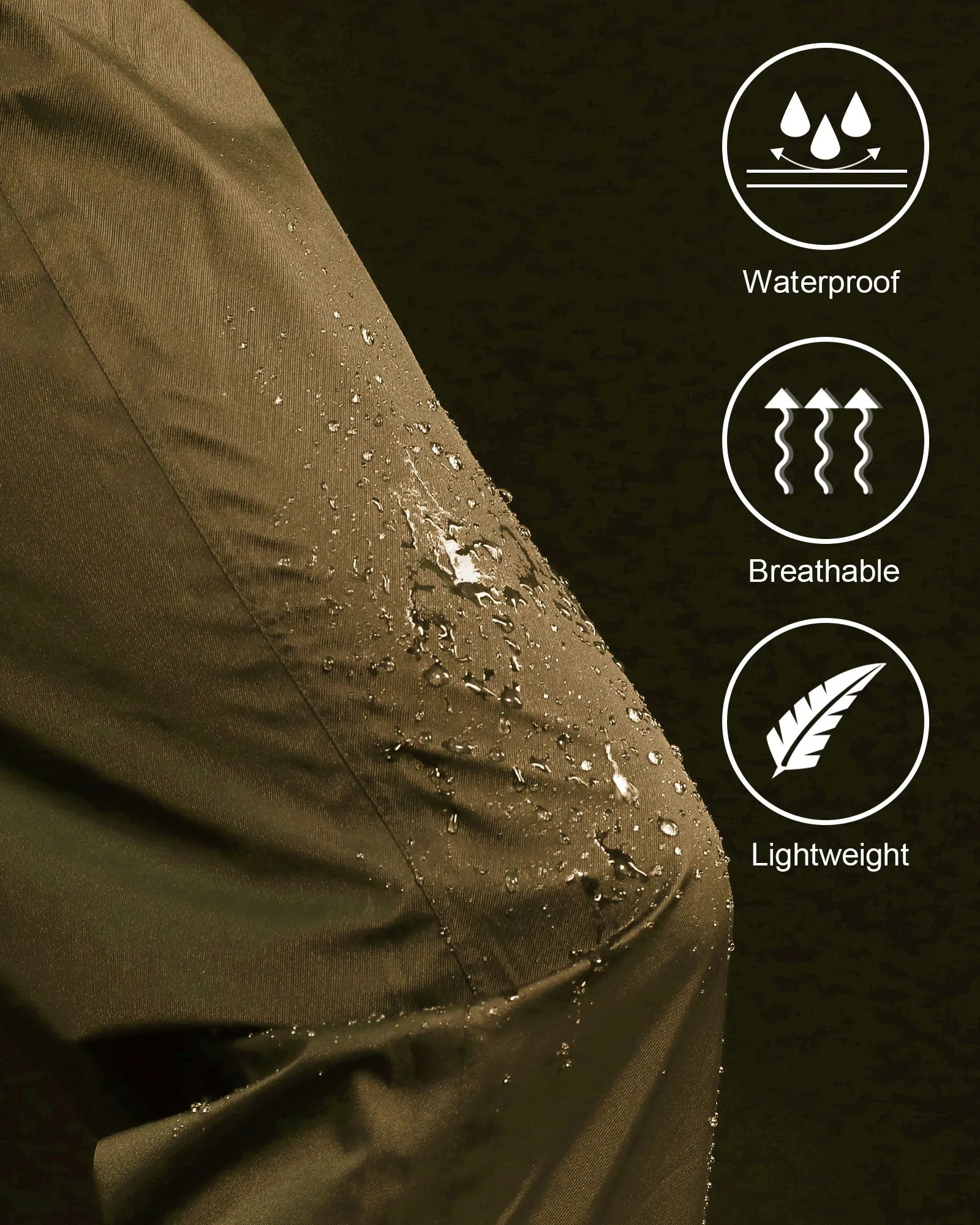 iCreek Women's Rain Pants Waterproof Hiking Pants Windproof Lightweight Over Pants Work Rain Outdoor for Golf, Fishing(Brown With Pocket)