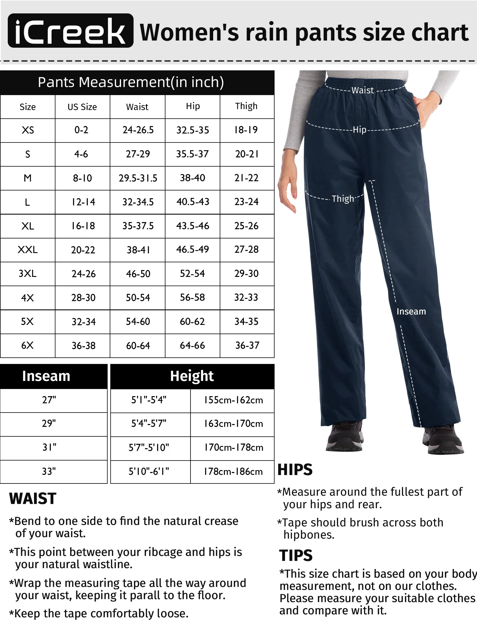 iCreek Women's Rain Pants Waterproof Hiking Pants Windproof Lightweight Over Pants Work Rain Outdoor for Golf, Fishing(Navy Blue With Pocket)