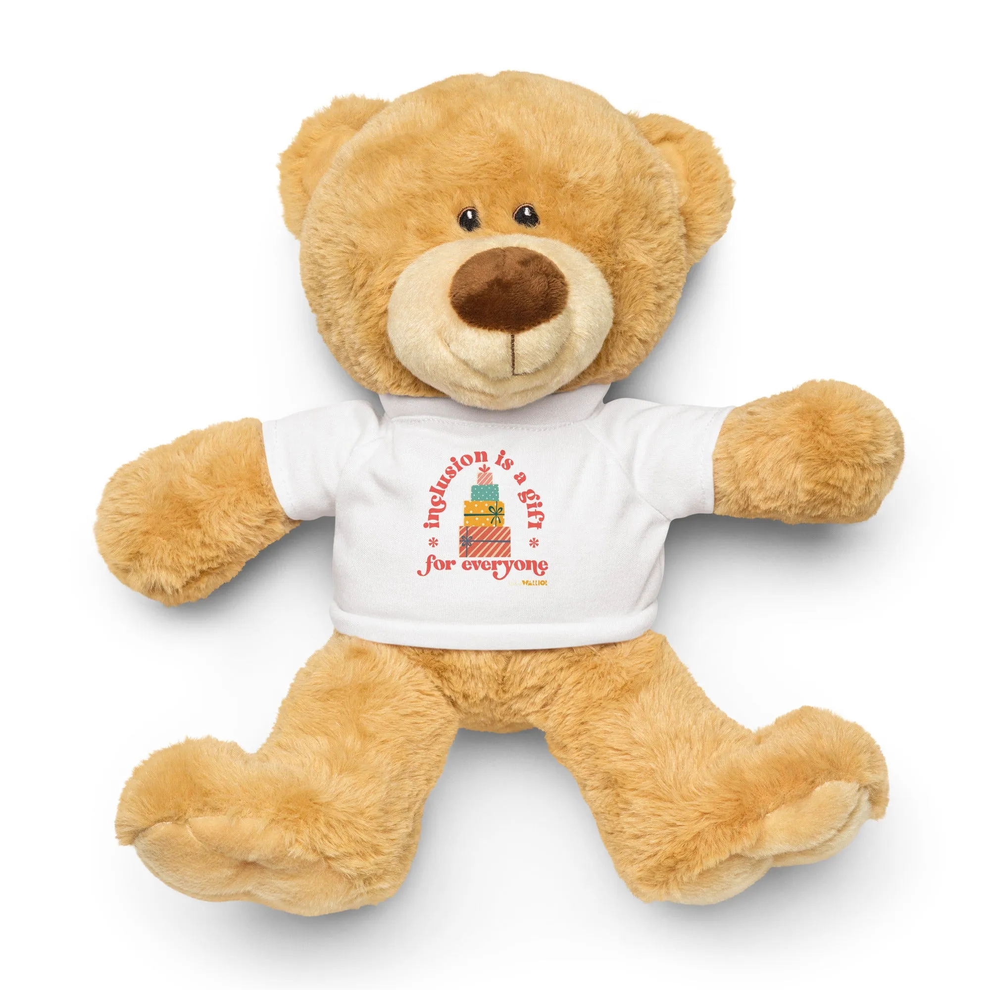 Inclusion is a Gift - red Teddy bear with a t-shirt
