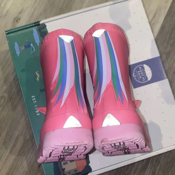 JOULES GIRL'S BABY WELLY PRINT UNICORN PINK RAIN BOOTS SIZE 5