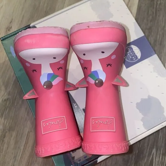 JOULES GIRL'S BABY WELLY PRINT UNICORN PINK RAIN BOOTS SIZE 5
