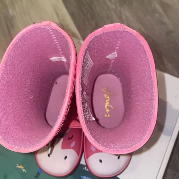 JOULES GIRL'S BABY WELLY PRINT UNICORN PINK RAIN BOOTS SIZE 5