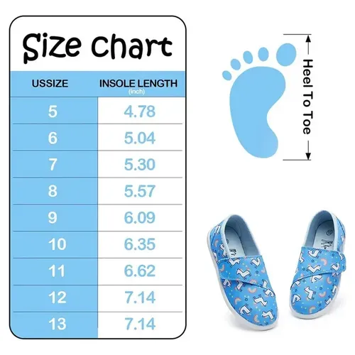 Kids Loafer Flat Slip On Canvas Sneakers Blue Unicorn - KKOMFORME