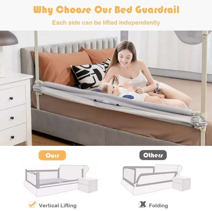 Kids Pull-Down Safety Bed Rail - 1.8 Meter (Grey)