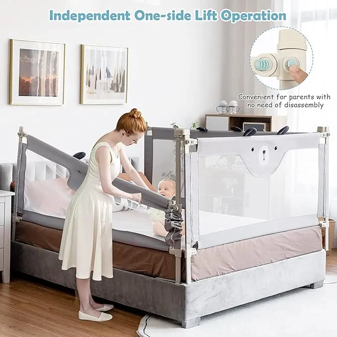 Kids Pull-Down Safety Bed Rail - 1.8 Meter (Grey)