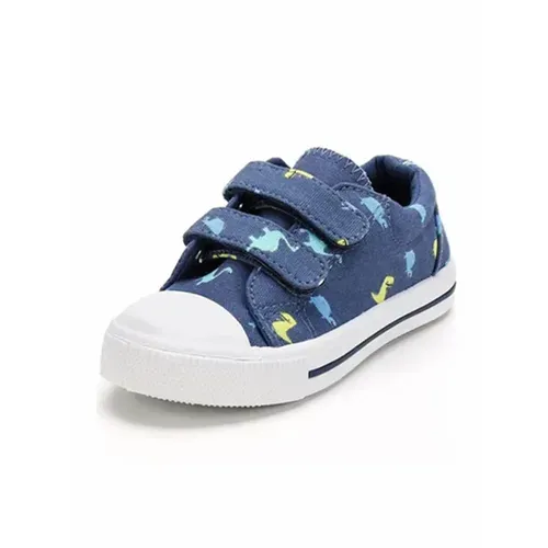 Kids Sneakers Boy and Girl Canvas Shoes Blue Dinosaurs - KKOMFORME