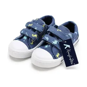 Kids Sneakers Boy and Girl Canvas Shoes Blue Dinosaurs - KKOMFORME