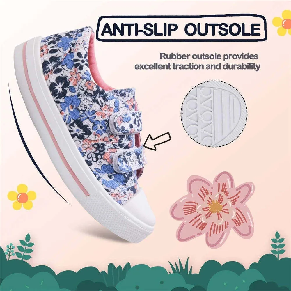 Kids Sneakers Boy and Girl Canvas Shoes Colorful Flower - KKOMFORME