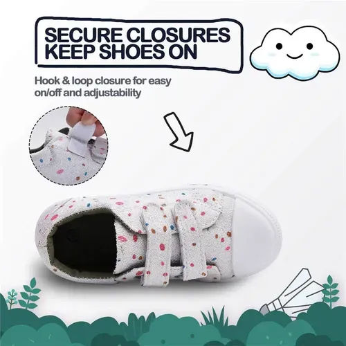 Kids Sneakers Boy and Girl Canvas Shoes White Dots - KKOMFORME