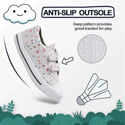 Kids Sneakers Boy and Girl Canvas Shoes White Dots - KKOMFORME